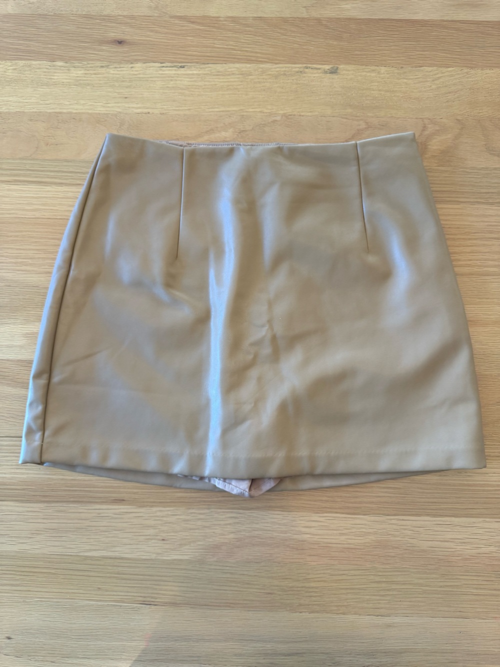 Abercrombie & Fitch Vegan Leather Tan Mini Skort Small